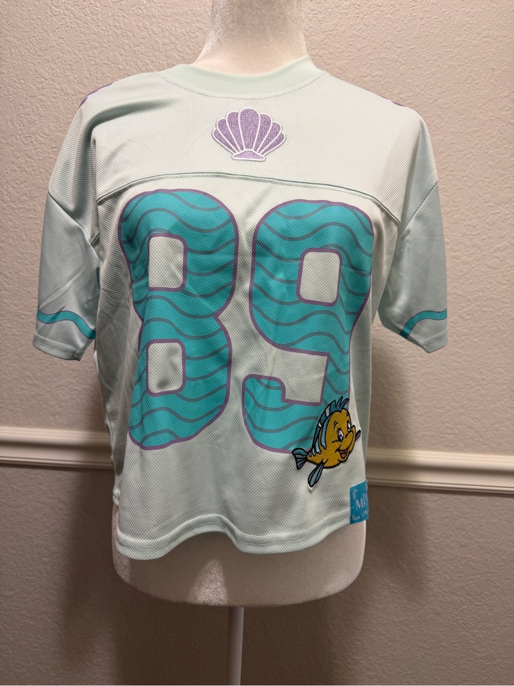 Ariel Disney Jersey Top with Shell & Flounder Size Small
